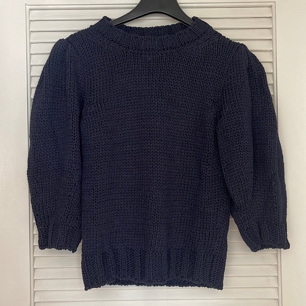 G. Label Navy Blue Puff Sleeve Sweater